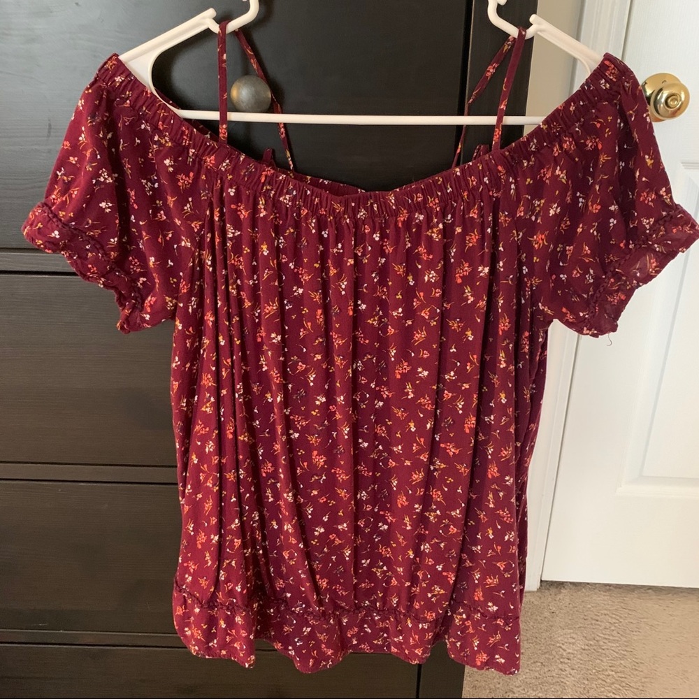 old navy floral off the shoulder top